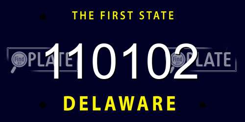 110102 Delaware License Plate