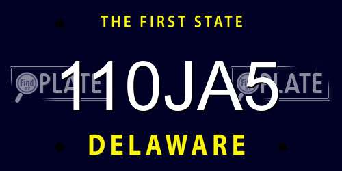 110JA5 Delaware License Plate