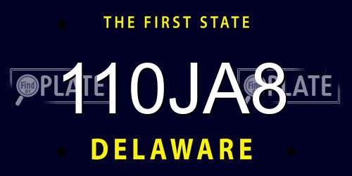 110JA8 Delaware License Plate