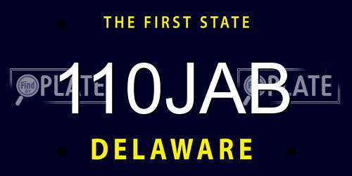 110JAB Delaware License Plate