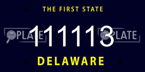 111113 Delaware License Plate