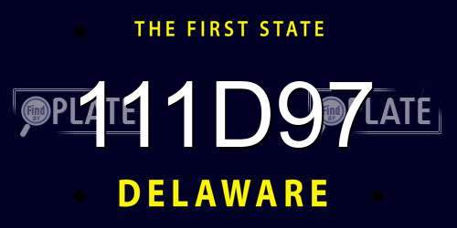 111D97 Delaware License Plate