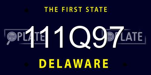 111Q97 Delaware License Plate