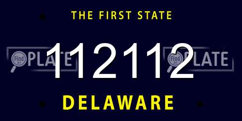 112112 Delaware License Plate
