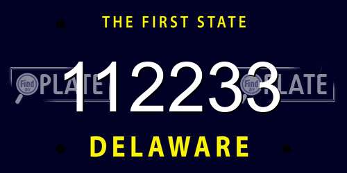 112233 Delaware License Plate