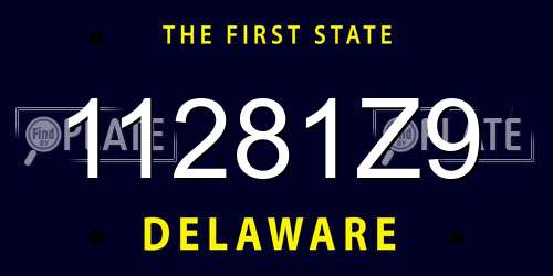 11281Z9 Delaware License Plate