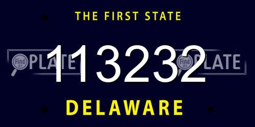113232 Delaware License Plate