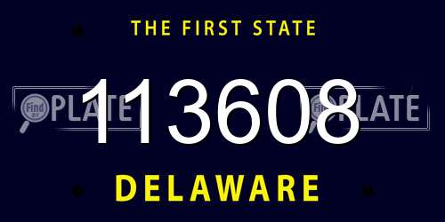 113608 Delaware License Plate