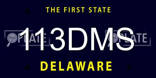 113DMS Delaware License Plate