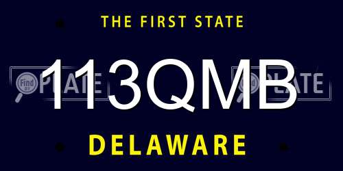 113QMB Delaware License Plate