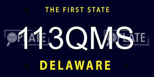 113QMS Delaware License Plate