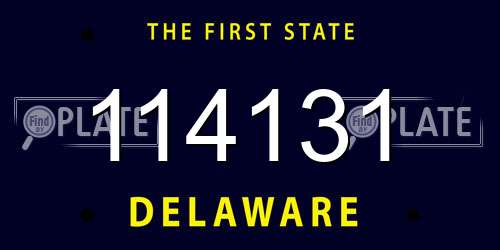 114131 Delaware License Plate