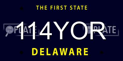 114YOR Delaware License Plate