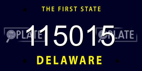 115015 Delaware License Plate
