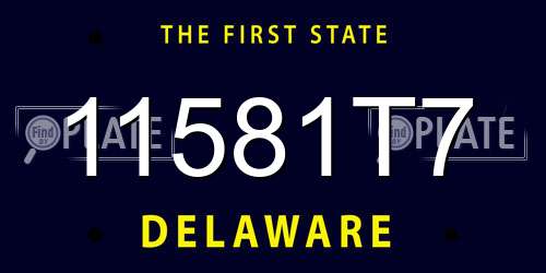 11581T7 Delaware License Plate
