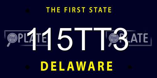 115TT3 Delaware License Plate