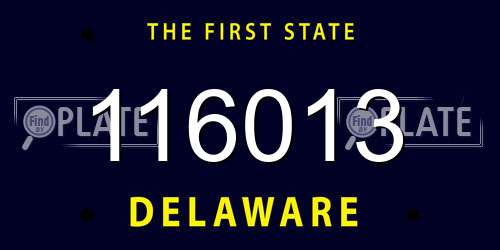 116013 Delaware License Plate