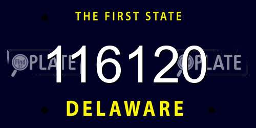 116120 Delaware License Plate