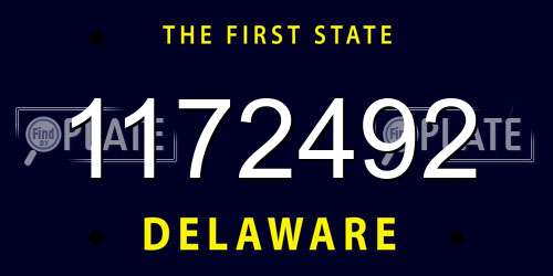 1172492 Delaware License Plate