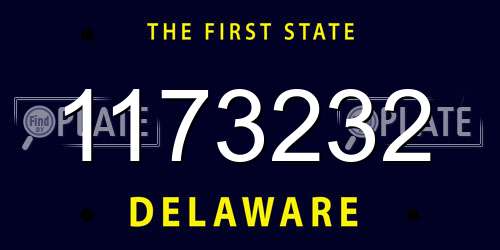 1173232 Delaware License Plate