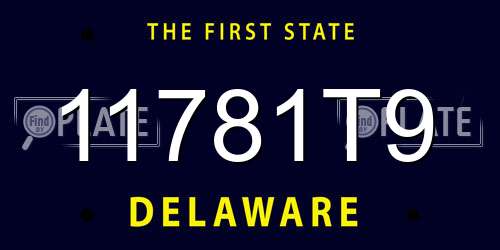 11781T9 Delaware License Plate