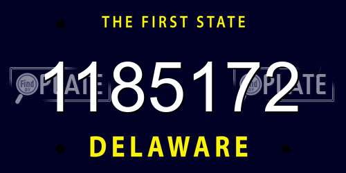 1185172 Delaware License Plate
