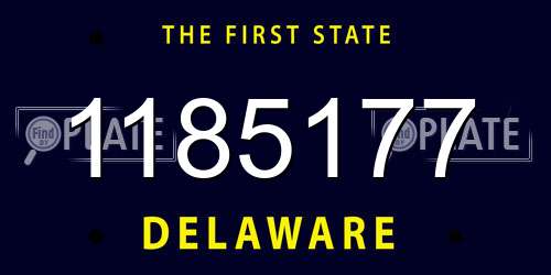 1185177 Delaware License Plate