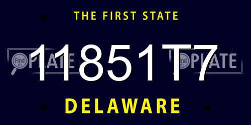 11851T7 Delaware License Plate