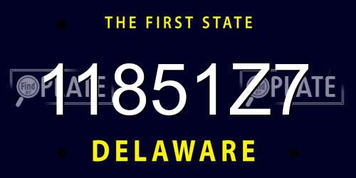 11851Z7 Delaware License Plate