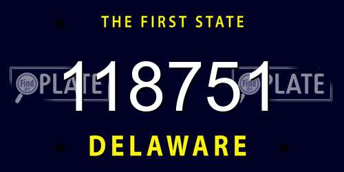 118751 Delaware License Plate