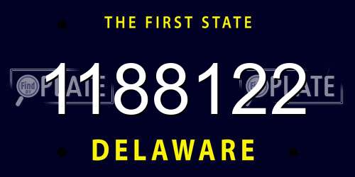 1188122 Delaware License Plate