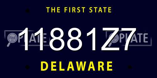11881Z7 Delaware License Plate