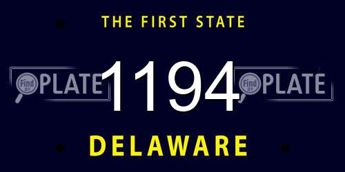 1194 Delaware License Plate