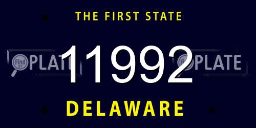 11992 Delaware License Plate