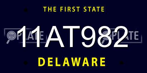 11AT982 Delaware License Plate