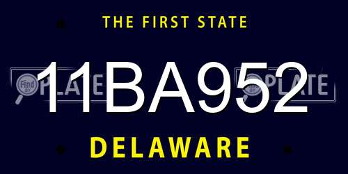 11BA952 Delaware License Plate
