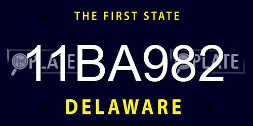 11BA982 Delaware License Plate