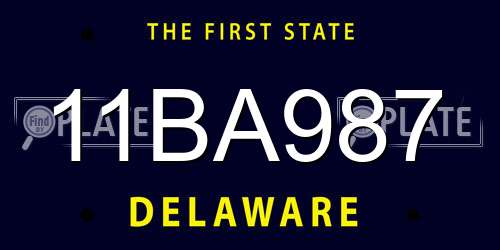 11BA987 Delaware License Plate