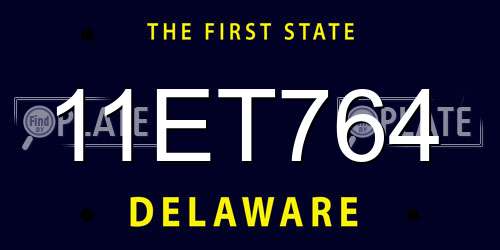 11ET764 Delaware License Plate