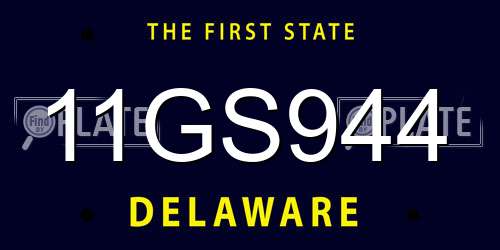 11GS944 Delaware License Plate