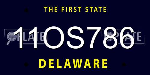 11OS786 Delaware License Plate