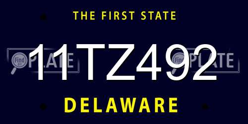 11TZ492 Delaware License Plate