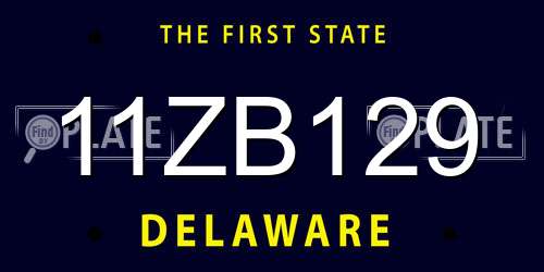 11ZB129 Delaware License Plate