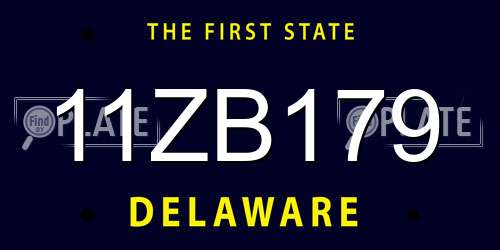 11ZB179 Delaware License Plate
