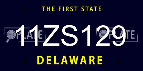 11ZS129 Delaware License Plate