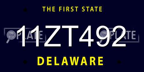 11ZT492 Delaware License Plate