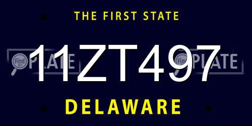 11ZT497 Delaware License Plate