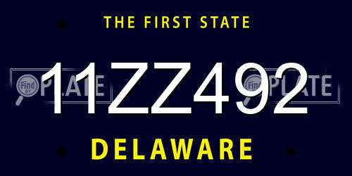 11ZZ492 Delaware License Plate