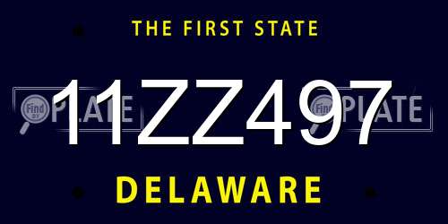 11ZZ497 Delaware License Plate