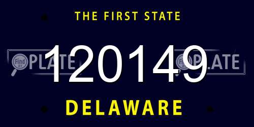 120149 Delaware License Plate